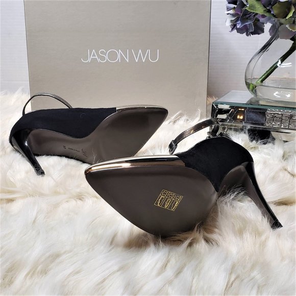 NIB JASON WU Hair-On-Hide Silver Metallic Stiletto, Size 5.5 - Picture 8 of 13